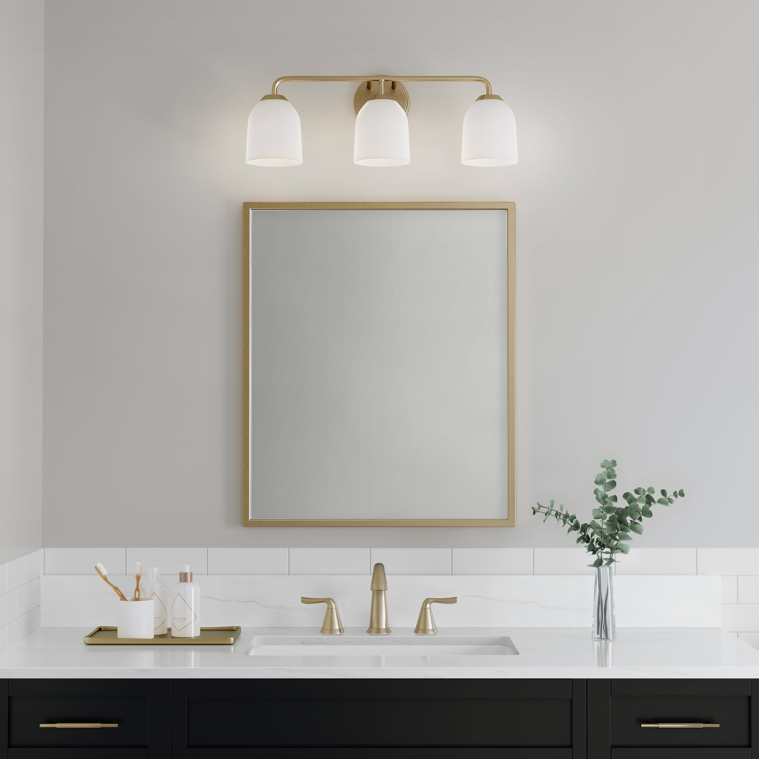 Norah 3 Light 23 inch Vintage Brass Bathroom Vanity Light Wall Light